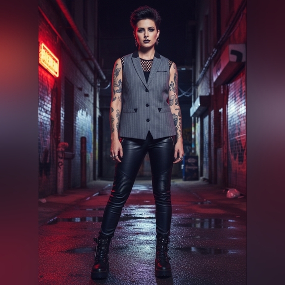 None Jackets & Blazers - S Business Casual Vest Grey Black Blue 3 Buttons Pockets Minimalist Size Large